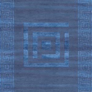 Tappeto contemporaneo Artorient della collezione Atzeca Arazi Home, blu con decorazione etnica a greche blu