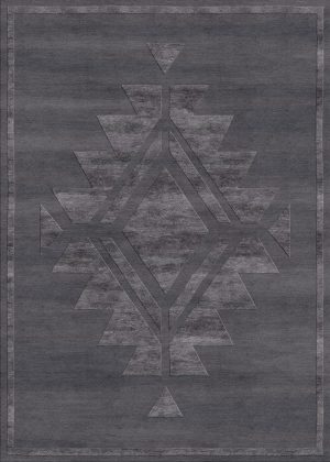 Tappeto contemporaneo Artorient della collezione Atzeca Arazi Home, grigio con decorazione etnica più chiara