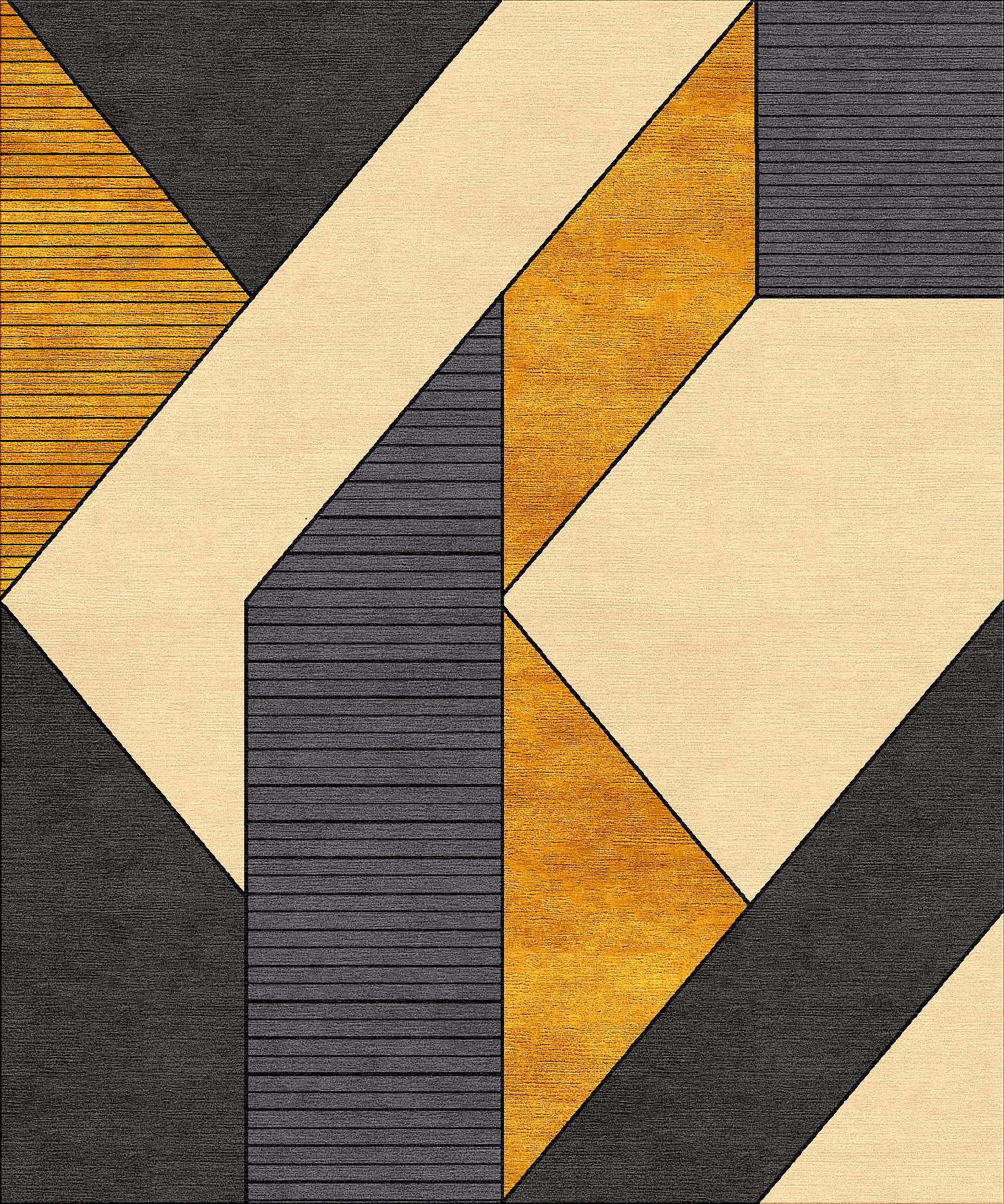 tappeto moderno arazi home collezione contemporanea essential lines nero, oro e crema