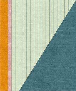 Tappeto contemporaneo Artorient della collezione Essential Lines Arazi Home, oro, rosa e verde a fasce e triangoli, effetto Vintage