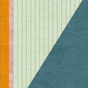 Tappeto contemporaneo Artorient della collezione Essential Lines Arazi Home, oro, rosa e verde a fasce e triangoli, effetto Vintage