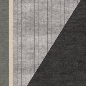 Tappeto contemporaneo Artorient della collezione Essential Lines Arazi Home, beige, grigio e nero a fasce e triangoli, effetto Vintage
