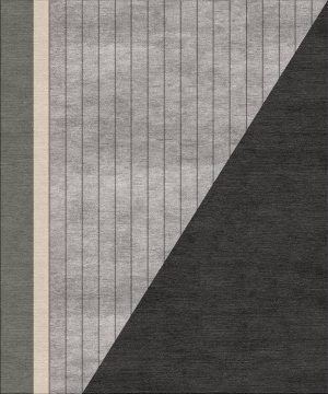 Tappeto contemporaneo Artorient della collezione Essential Lines Arazi Home, beige, grigio e nero a fasce e triangoli, effetto Vintage