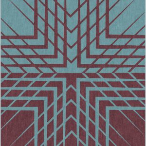 Tappeto contemporaneo Artorient della collezione Lotus Arazi Home, rosso e blu con motivo decorativo centrale geometrico a stella