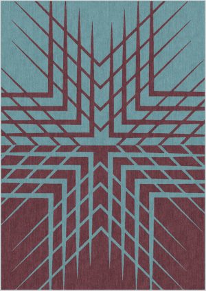Tappeto contemporaneo Artorient della collezione Lotus Arazi Home, rosso e blu con motivo decorativo centrale geometrico a stella