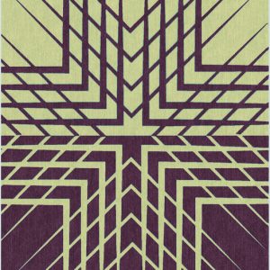Tappeto contemporaneo Artorient della collezione Lotus Arazi Home, verde e viola con motivo decorativo centrale geometrico a stella
