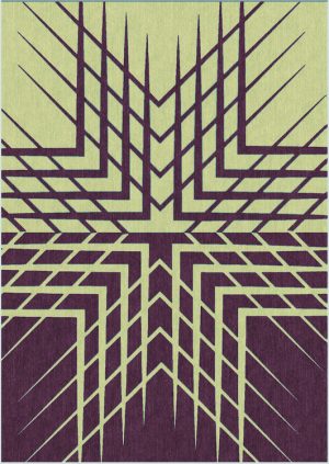 Tappeto contemporaneo Artorient della collezione Lotus Arazi Home, verde e viola con motivo decorativo centrale geometrico a stella