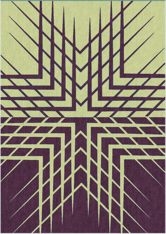 Tappeto contemporaneo Artorient della collezione Lotus Arazi Home, verde e viola con motivo decorativo centrale geometrico a stella