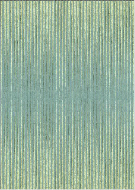 Tappeto contemporaneo Artorient della collezione Lotus Arazi Home, verde con fasce effetto zebrato azzurre