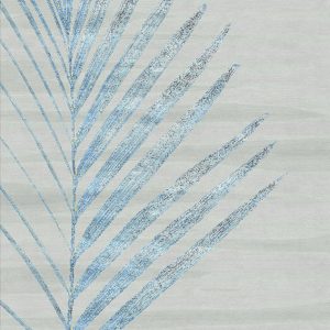 Tappeto contemporaneo Artorient della collezione Leaves Arazi Home, grigio con foglia azzurra