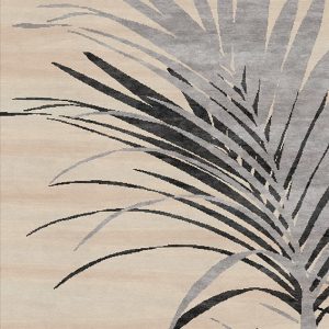 Tappeto contemporaneo Artorient della collezione Leaves Arazi Home, beige con foglie nera e grigia