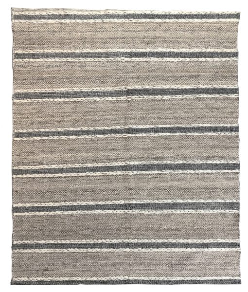 tappeto kilim lounge contemporaneo grigio, con motivo decorativo a righe nere e bianche