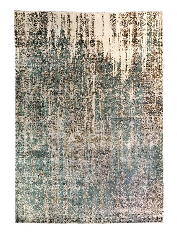 Tappeto contemporaneo Artorient della collezione Oxid Arazi Home con macchie di colore beige, verdi e marroni