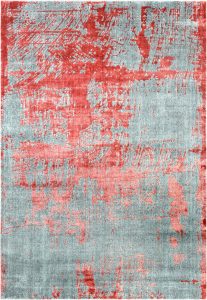 Tappeto contemporaneo Oxid con sfumature grigie e rosse della collezione Artorient Arazi Home