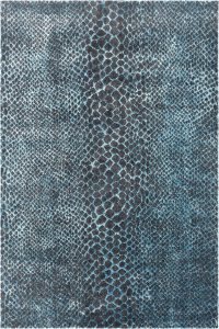 Tappeto contemporaneo Oxid con sfumature nero e azzurro "effetto animalier" della collezione Artorient Arazi Home