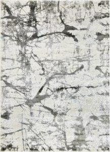 Tappeto contemporaneo Oxid con sfumature argento e nere "effetto lampo" della collezione Artorient Arazi Home