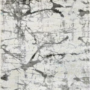 Tappeto contemporaneo Oxid con sfumature argento e nere "effetto lampo" della collezione Artorient Arazi Home