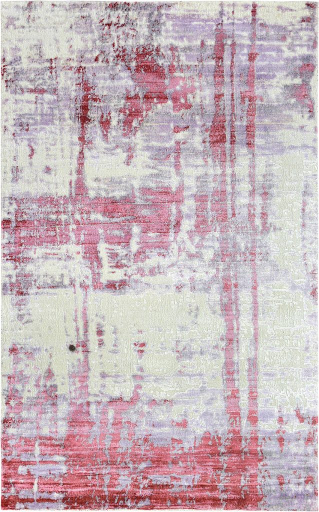 Tappeto contemporaneo Oxid con sfumature rosse, argento e grigie della collezione Artorient Arazi Home