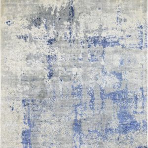 Tappeto contemporaneo Oxid con sfumature azzurre, argento e grigie della collezione Artorient Arazi Home