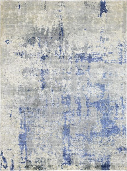 Tappeto contemporaneo Oxid con sfumature azzurre, argento e grigie della collezione Artorient Arazi Home