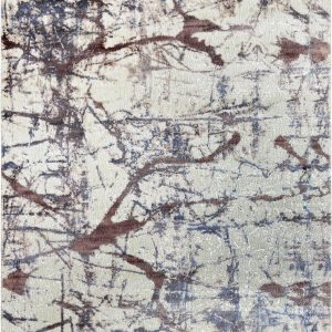 Tappeto contemporaneo Oxid con sfumature marroni, azzurre e argento effetto "lampo" della collezione Artorient Arazi Home