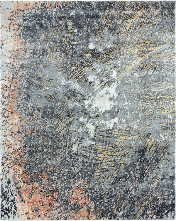 Tappeto contemporaneo Imperial multy Arazi Home della collezione Artorient, mix di colori bianco, grigio, giallo e arancio