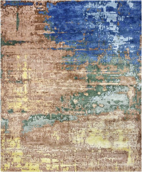 Tappeto contemporaneo Riviera Arazi Home della collezione Artorient, mix di sfumature di verde, blu, marrone e giallo