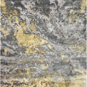 Tappeto contemporaneo Riviera Arazi Home della collezione Artorient, mix di sfumature di grigio, argento e giallo