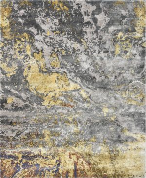 Tappeto contemporaneo Riviera Arazi Home della collezione Artorient, mix di sfumature di grigio, argento e giallo