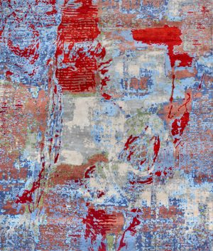 Tappeto contemporaneo Riviera della collezione Artorient Arazi Home con sfumature grigie, verdi, azzurre e rosse