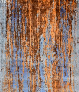 Tappeto contemporaneo Riviera Arazi Home della collezione Artorient, mix di sfumature di arancio, azzurro e argento
