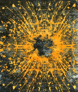Tappeto contemporaneo Riviera Arazi Home della collezione Artorient, mix di sfumature di nero e giallo effetto "esplosione" macchia di colore
