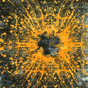 Tappeto contemporaneo Riviera Arazi Home della collezione Artorient, mix di sfumature di nero e giallo effetto "esplosione" macchia di colore