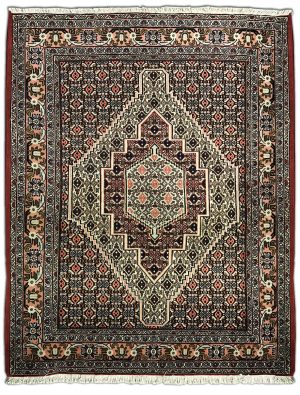 tappeto persiano mud con motivo decorativo herati e medaglione centrale geometrico e lineare