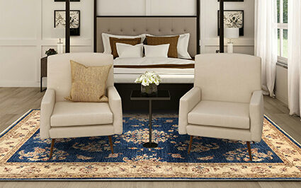 tappeto decorativo lesghi floreale in camera da letto contemporanea