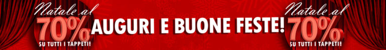 banner promozionale artorient 70% di sconto su tutti i tappeti per mese di dicembre e auguri di buone feste