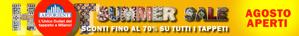 Banner promozione di agosto, 70% su tutti i tappeti